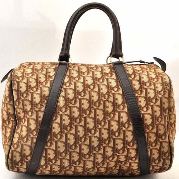 Christian Dior Trotter Boston Canvas Leather Bag